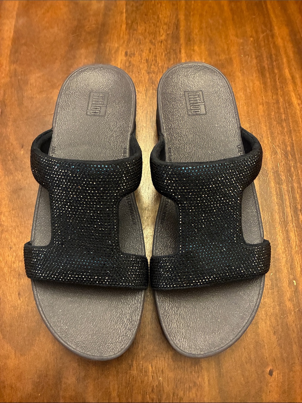 Fitflop navy blue Sparkle Slide Sandals. Size 10